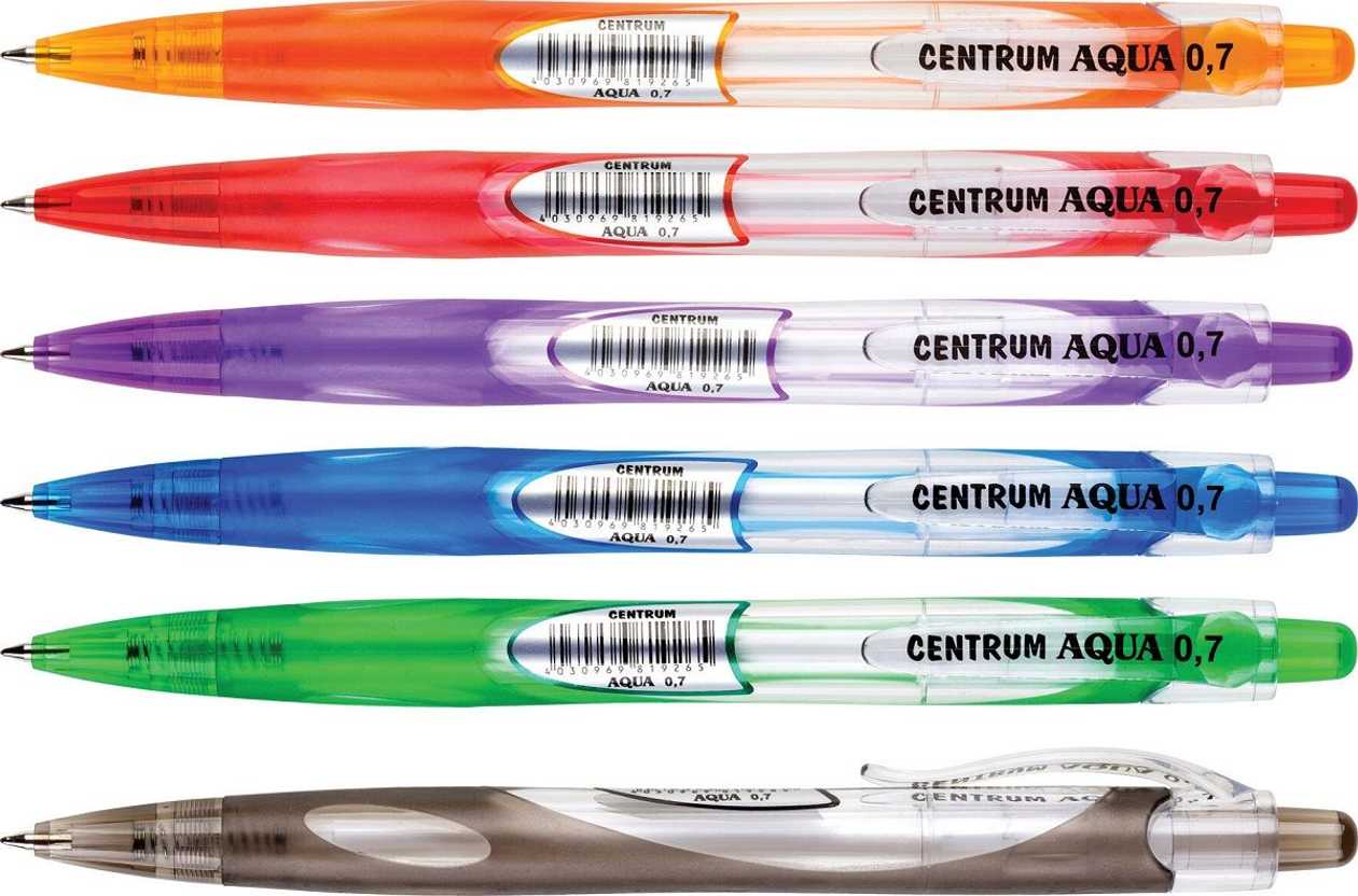 Ballpoint Pen Centrum Aqua, 0.7 mm, Blue, with Click, Body Assorted Colors