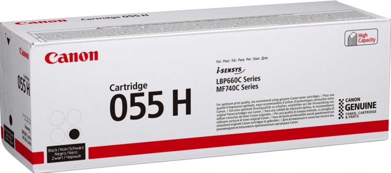 Toner Canon 055Hbk Black/Black Large Format 7600Lk Lbp663Cdw Lbp664Cx/Cdw Mf742Cdw Mf744Cdw Mf745Cdw Mf746Cx