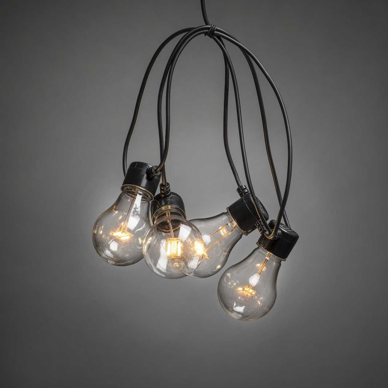 Light Set With 10 Amber Led Bulbs E27, L-2000 cm, Transformer Dimmer; 2 Hangers; 10 m Black Cable/ Outdoor And Indoor