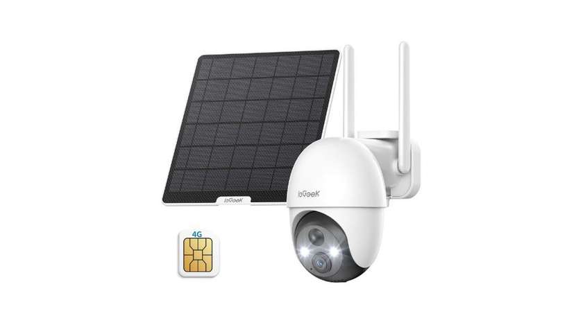 ieGeek 4G LTE Outdoor Camera with SIM, 2K 360°PTZ with Solar Panel & Battery