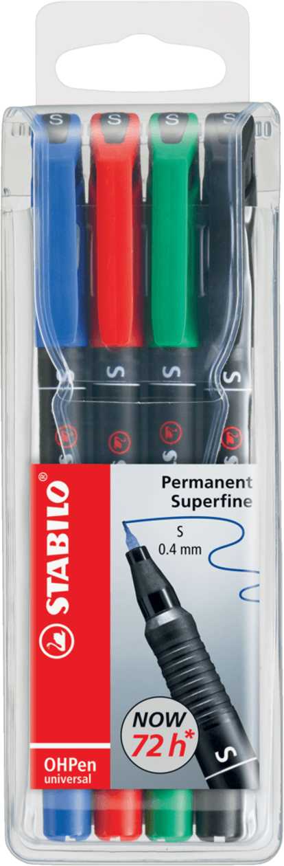 Film Marker 0.4 mm S Set of 4, Permanent, Stabilo