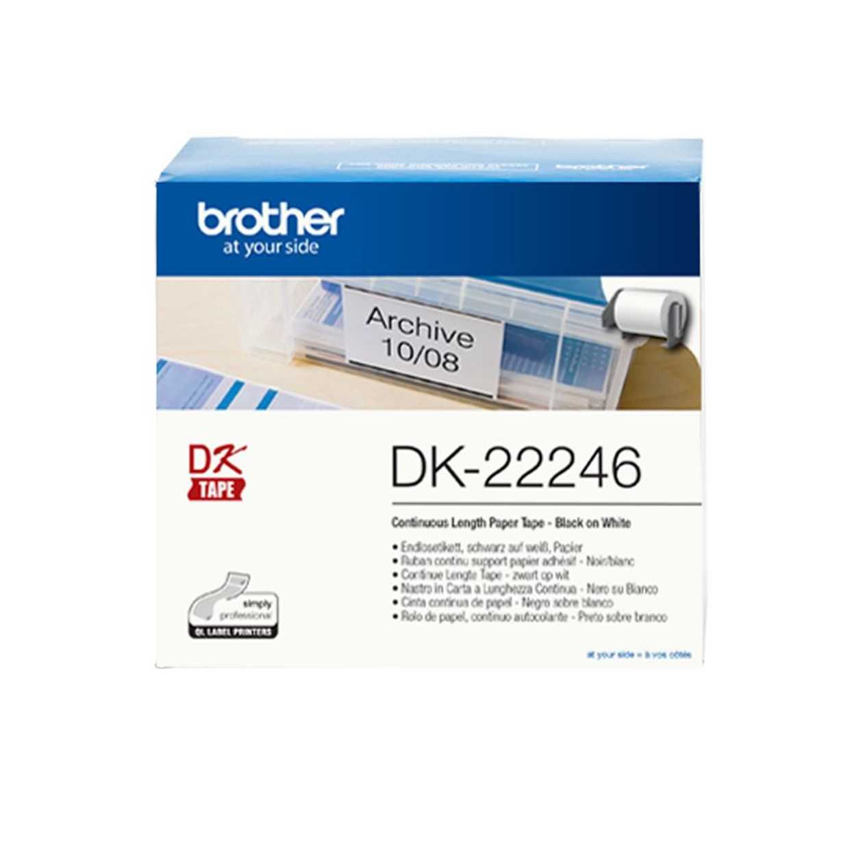 Adhesive Tape Brother Dk22246, Rolling Paper Tape, 103mmx30.48m, White