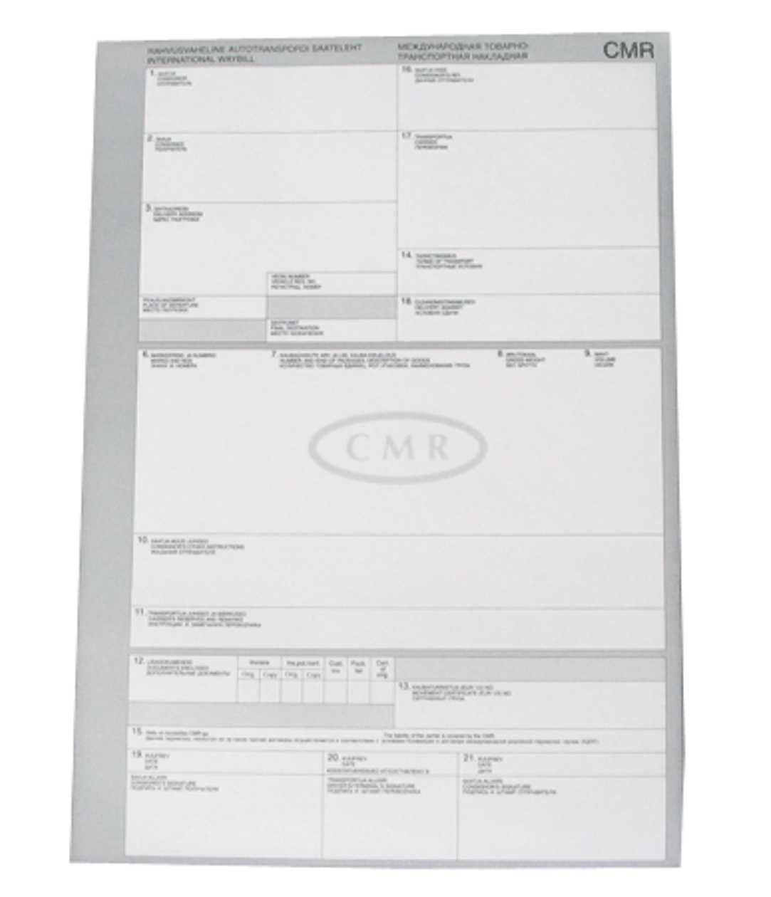 cmr - Auto Transport Delivery Sheet - Self-copying Book, (estonian, English, Russian), 100 Pages, Kruul