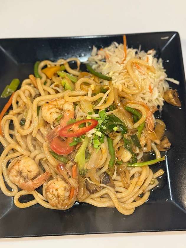 Udon Noodles with Shrimps