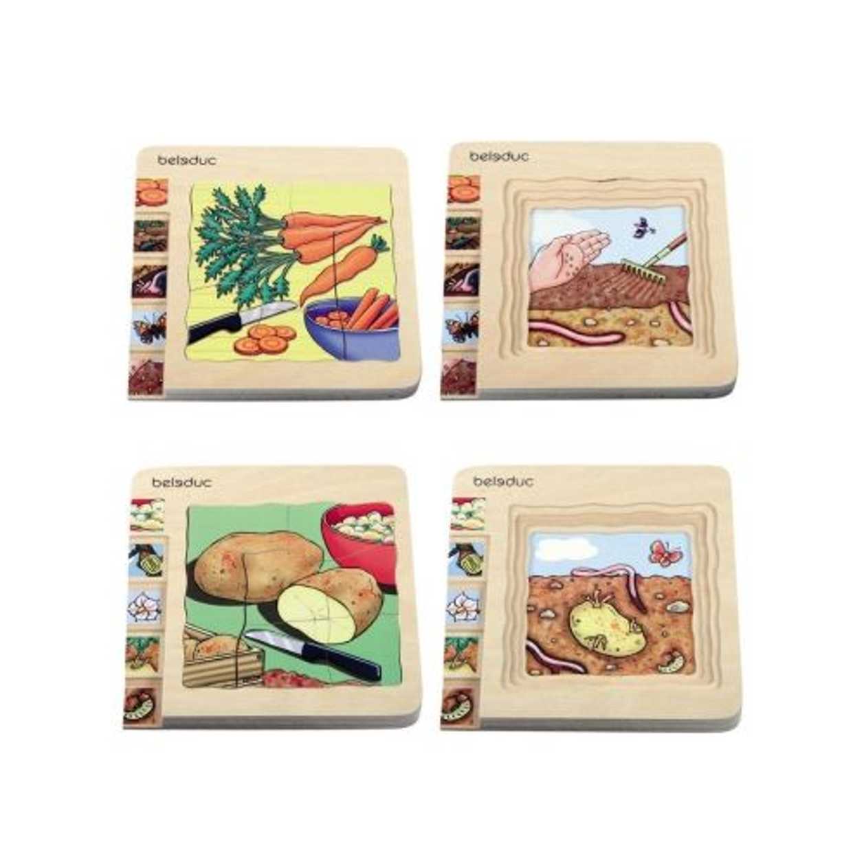 Carrots And Potatoes Puzzle, Wooden, 14, 5 x 14, 5 cm, 4+