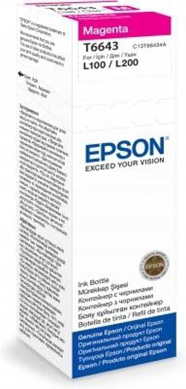 Ink Epson T6643 Magenta 70 ml L100/l110/l120/l130 L200/l210/l220 L300/l310/l350/l355/l365/l382/l386 L455/l486 L550/l555/l565 L1300 L3050