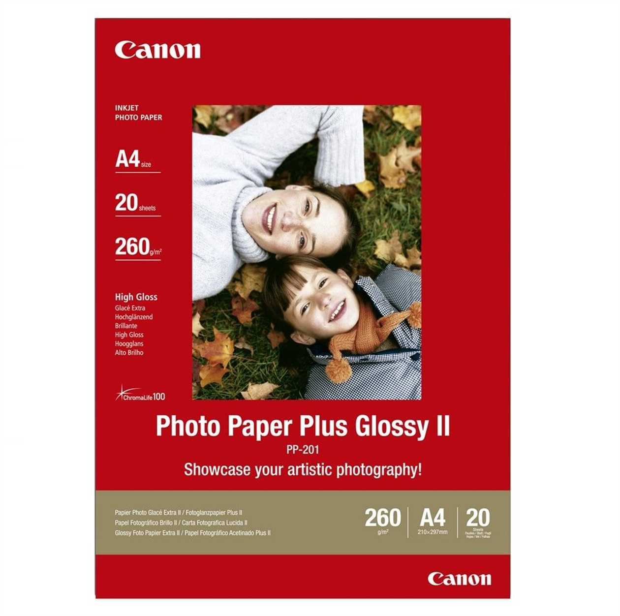 Paper Canon Pp-201 A4 glossy 20 l 260 gr/m2 High gloss (high gloss Photo Paper), Photo Paper Plus Ii glossy