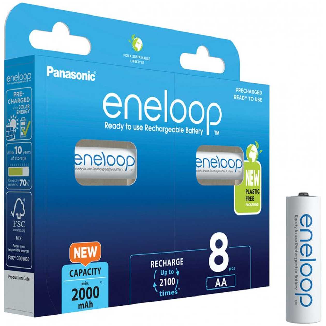 Battery Panasonic Eneloop Aa 2000Mah 8 Battery Packs