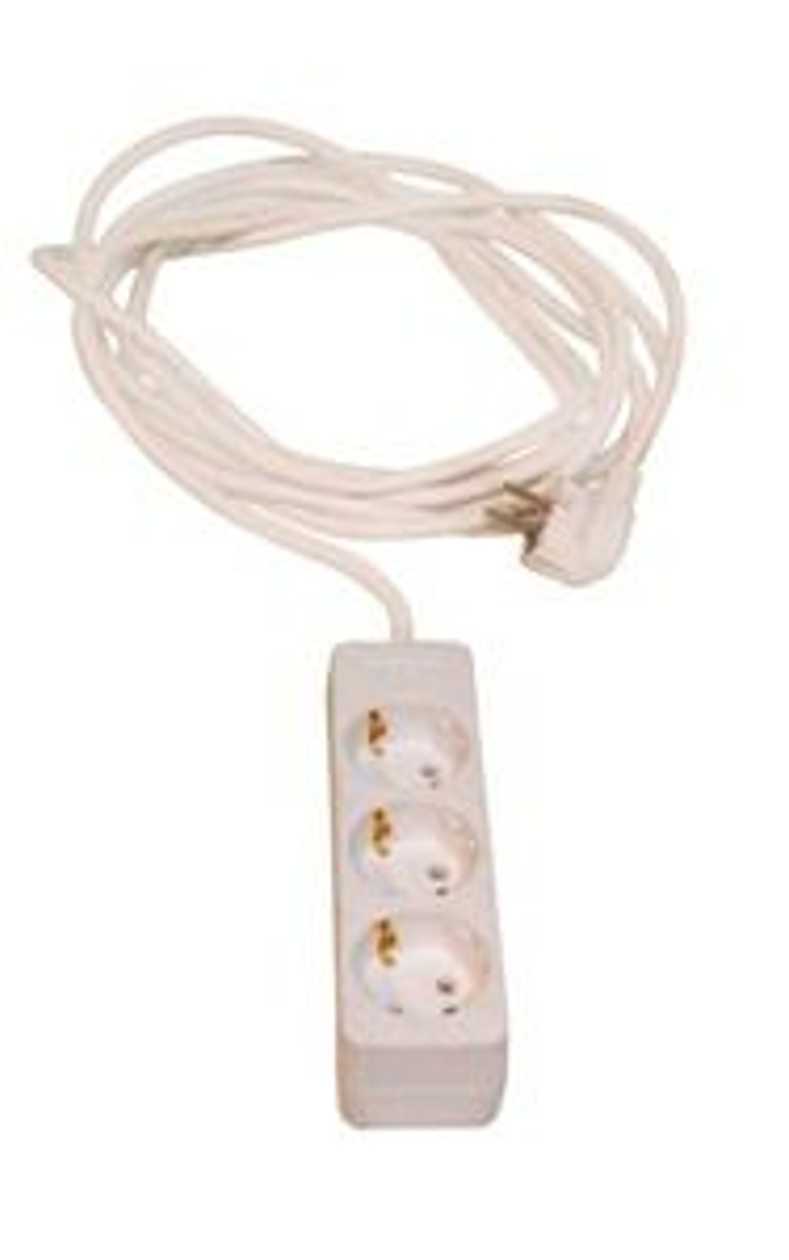 Extension Cord 1.5 Meters 3 Sockets, White, with grounding, Acuma