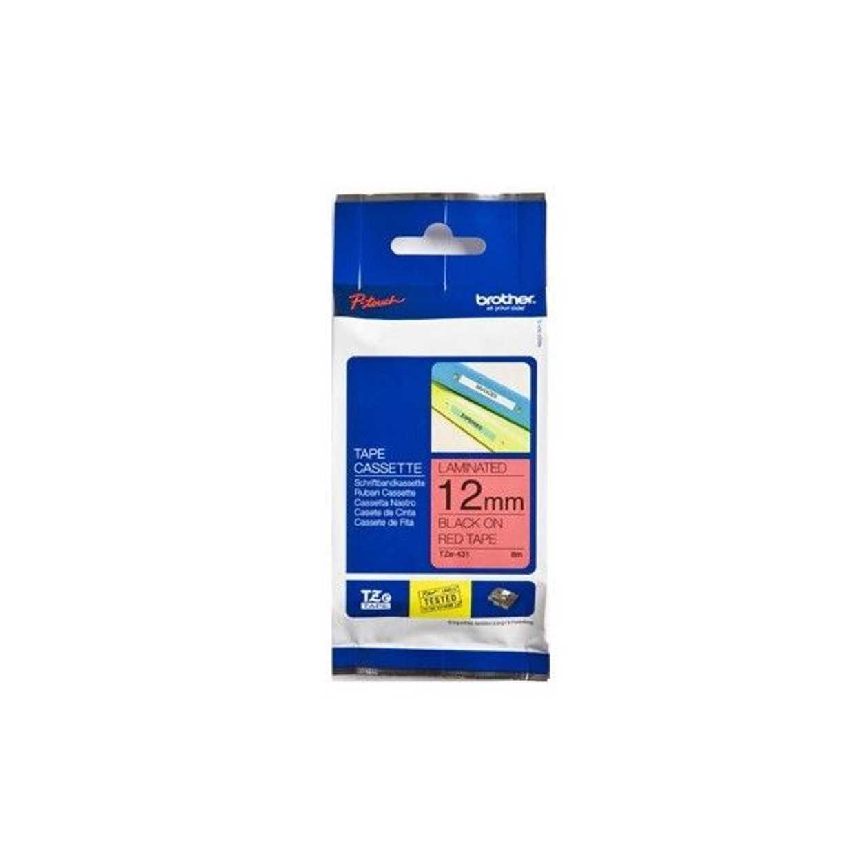 Adhesive Tape Brother Tze-431 Red, Black Text, Width 12mm