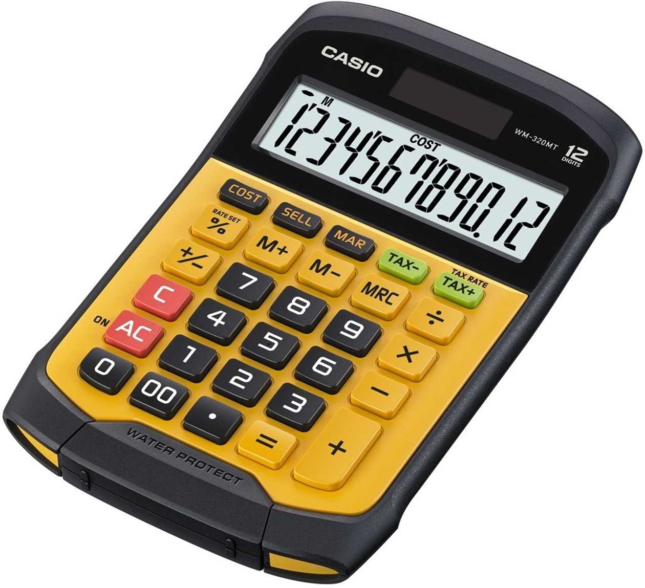 Desktop Calculator Casio Wm-320Mt, Small, Yellow, Humidity And Dust Resistant Ip54, 12 Positions, Casio Logic