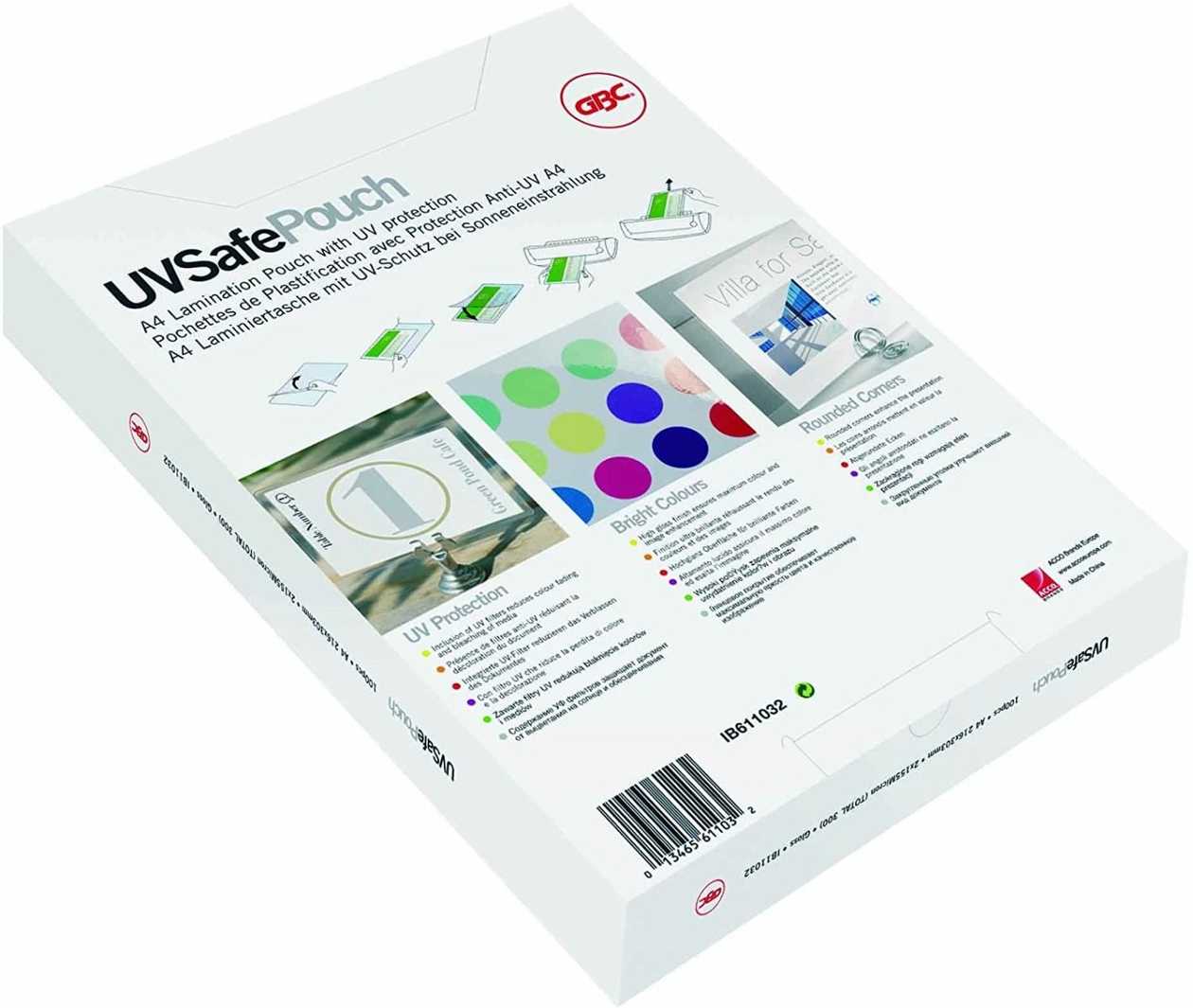 Laminating Film A4 150Mic A4, Uvsafe, Pack (100 Sheets), gbc Document Laminating Pouches gloss, Uv-Protected