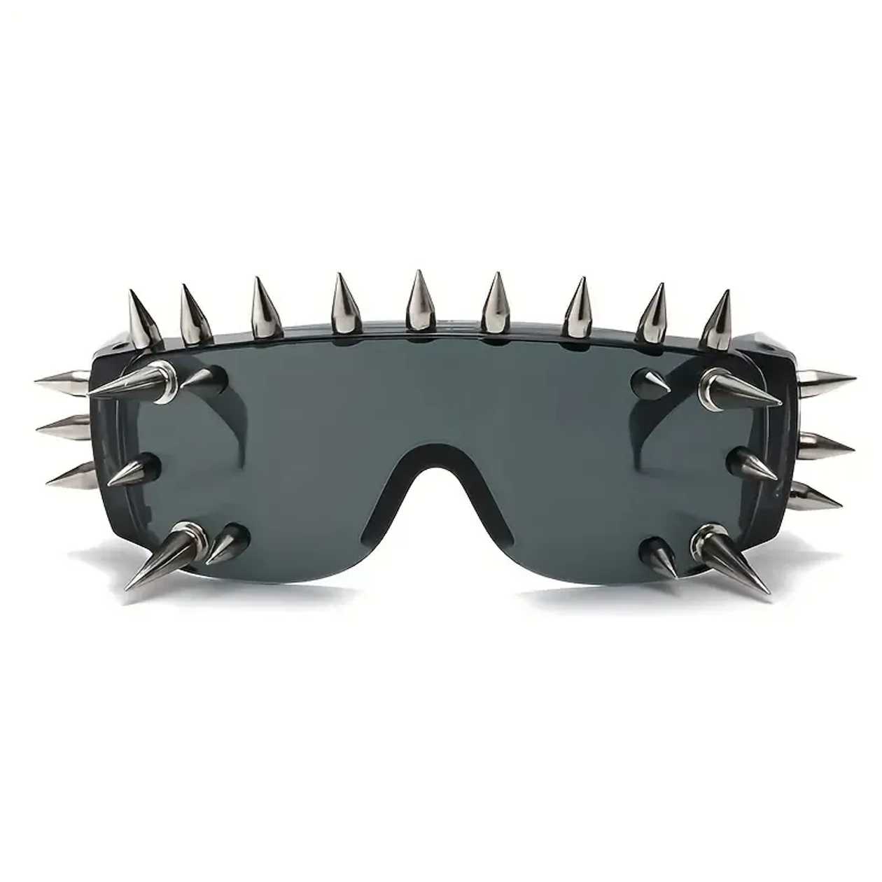 BLACK RIVET PUNK SHIELD-SHAPED STUDS SUNGLASSES
