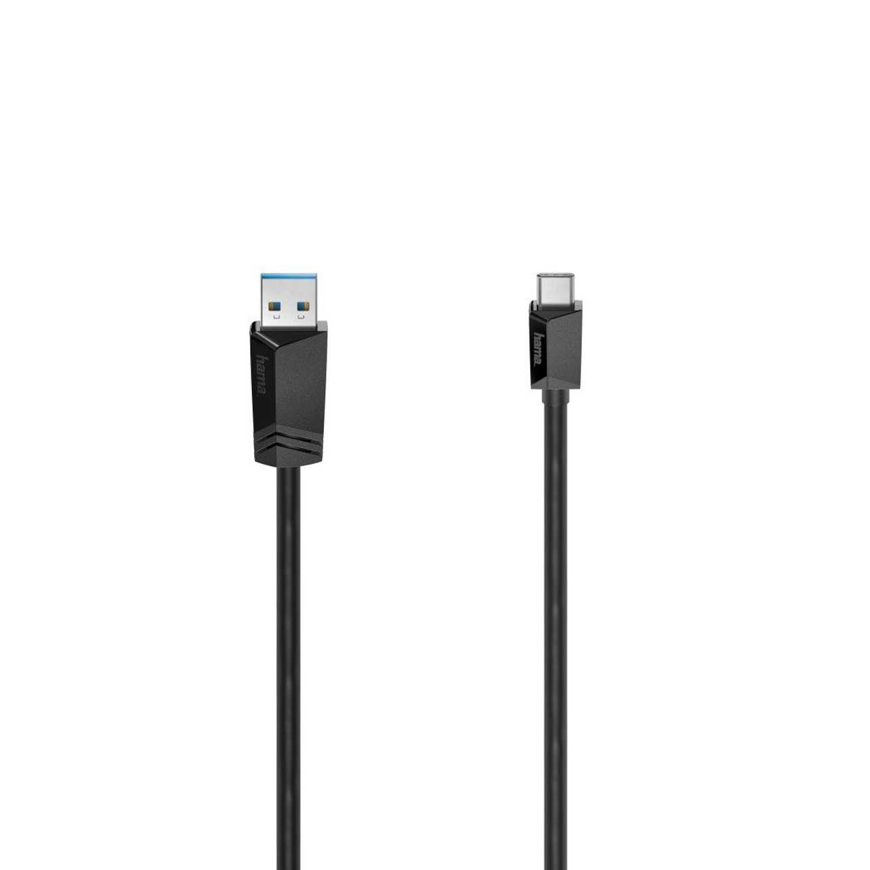 USB Cable USB-C To USB-A 3.0M Hama USB3.2 gen1 5 gbit/S, Black, Flexible Cable with Double Shielding, Amperage Up To 3A
