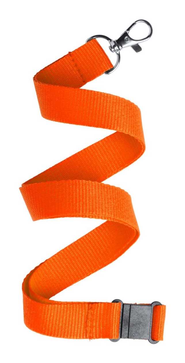Lanyard Kappin 20X500 mm with Carabiner And Safety Fastening, Orange