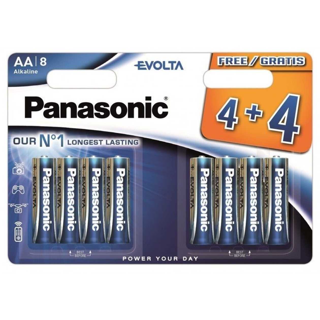 Batteries Panasonic Evolta Aa Lr6, 8 Batteries (4pcs + 4pcs Free) Campaign 8pcs For The Price Of 4pcs