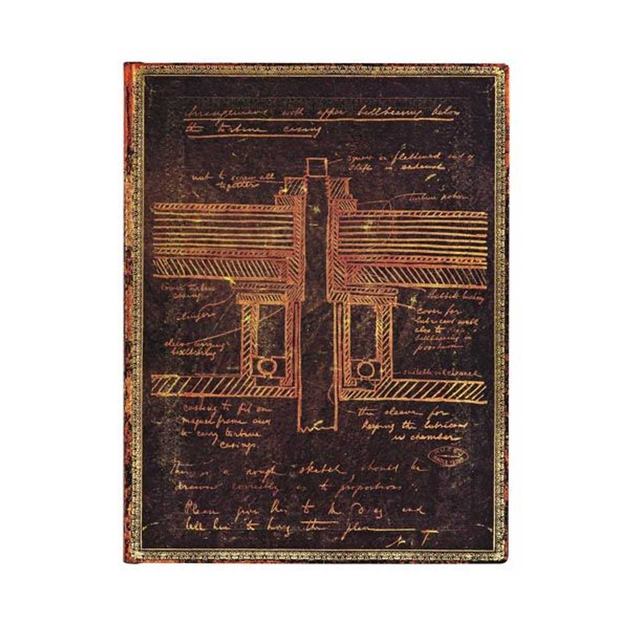 Notebook Paperblanks Tesla, Sketch Of A Turbine Ultra Flexis Ruler