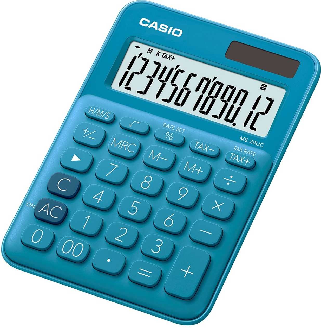 Desktop Calculator Casio Ms-20Uc-Blue - 12 Positions, Standard And Solar Battery, 110 g, 23X106X150 mm, Casio Logic Logic
