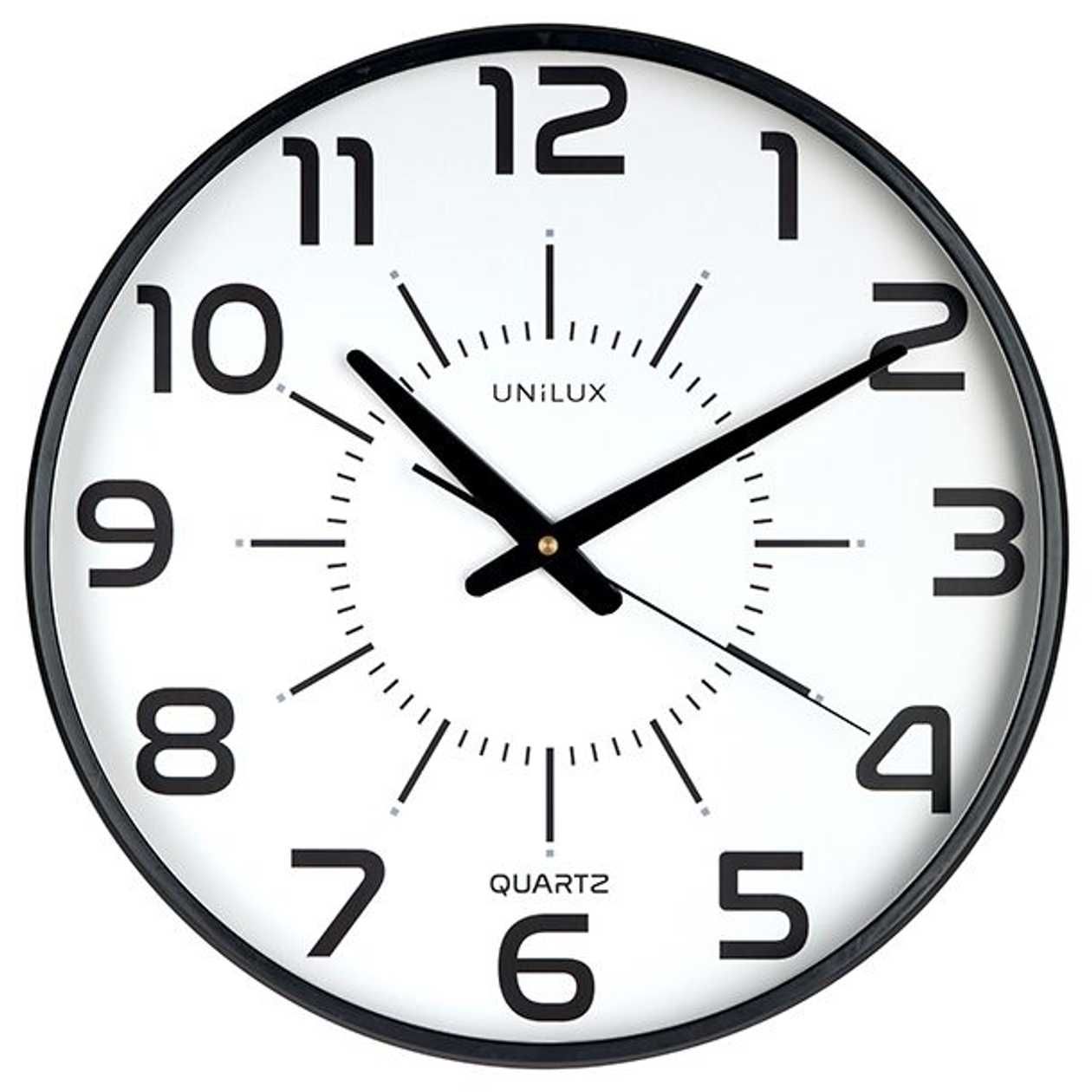 Wall Clock Unilux Maxi Pop, Silent, Black Edge; D-37.5 cm/ with Battery