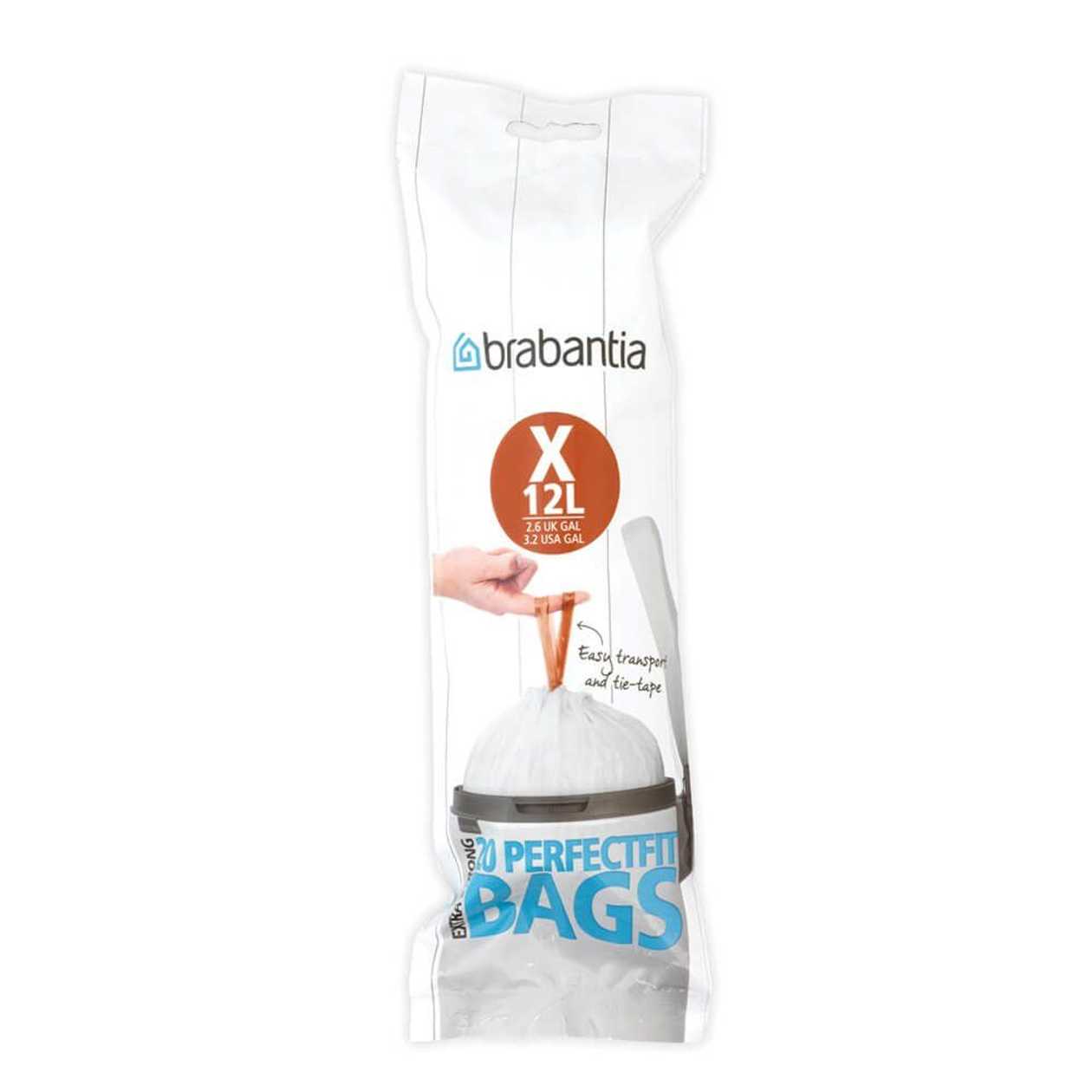 Garbage Bags Brabantiax10-12l, 11 67 28 (20 Bags In A Roll) For 12l And Bo Waste Bins, H-49.0 cm, L-35.5 cm/ White, White/1 Roll