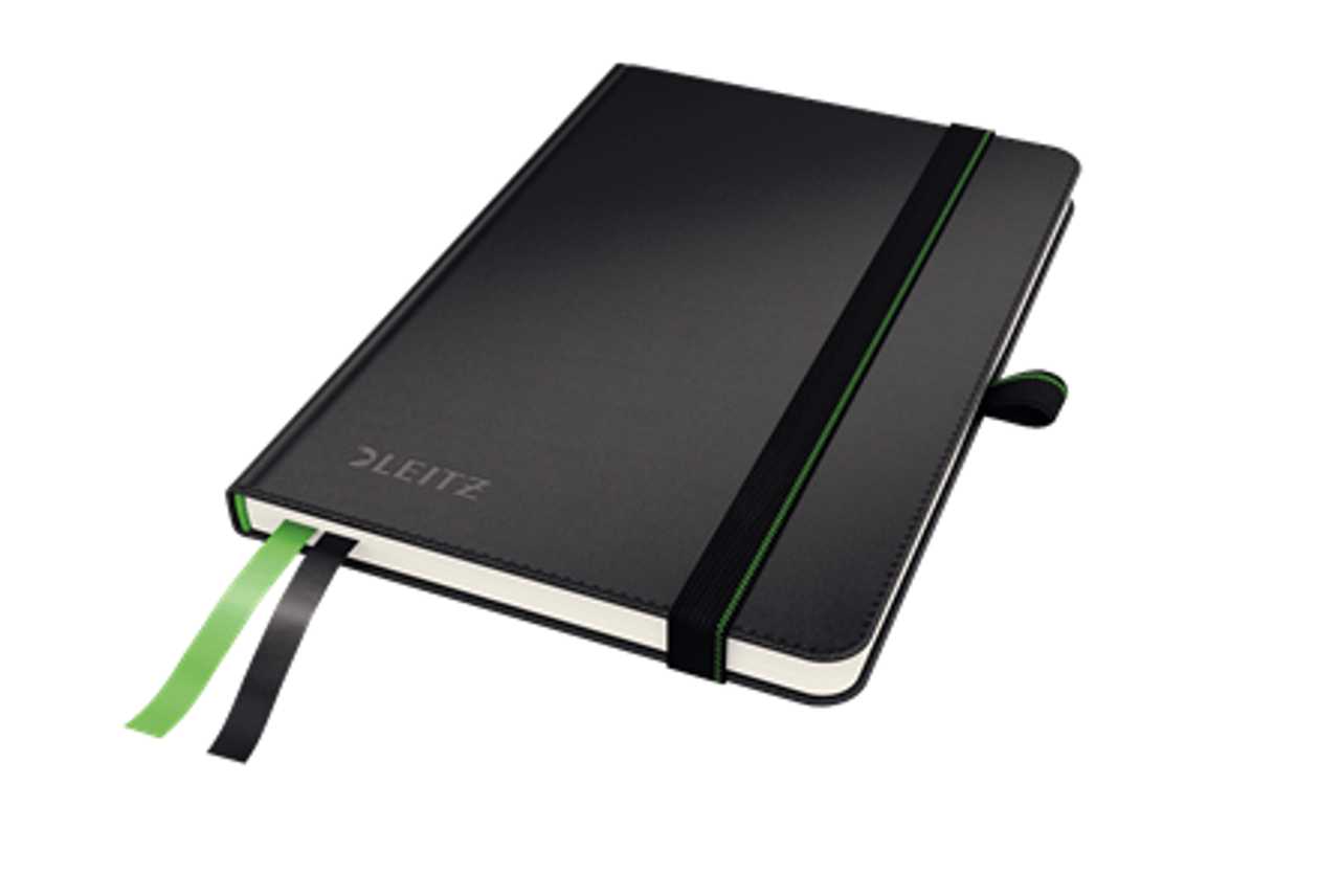 Notebook Leitz Complete A6 Square, 80 Pages, Leatherette, Black, Bookmark Holder