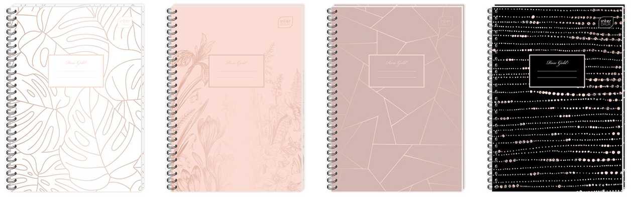 Folder B5 120 Pages, 5X5Square, Spiral Binding, Perforated, Metallic Rose gold Assortment, Interdruk