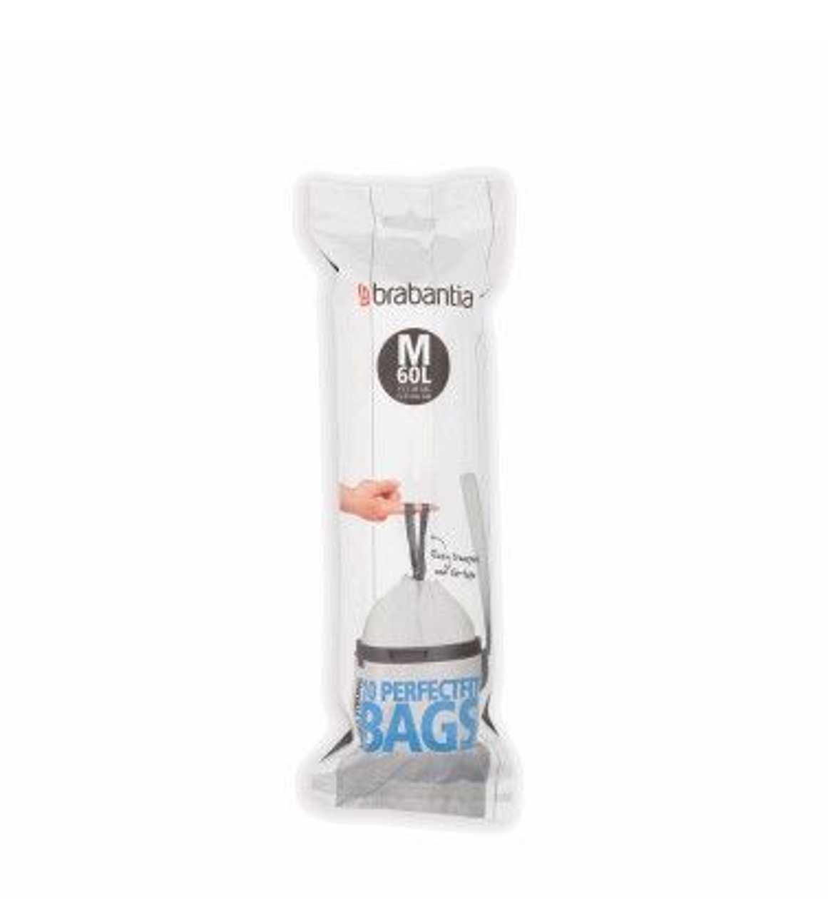 Trash Bags Brabantia M 60 l, 12 69 01 (10 Bags In A Roll) For Bo Trash Can 60 l; H-82.0 cm, L-60.0 cm/ White, White/ 1 Roll