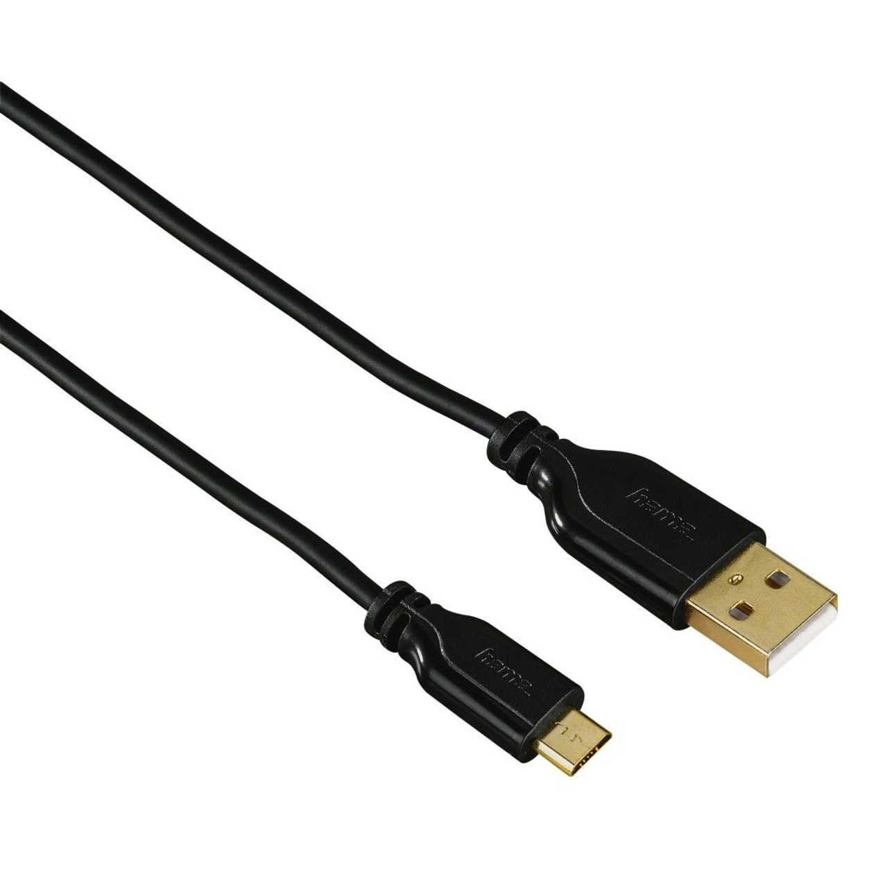 USB Cable Hama USB-A -&Gt; MicroUSB, 0.75M, gold-Plated Contacts, Slim And Small Connectors, Black