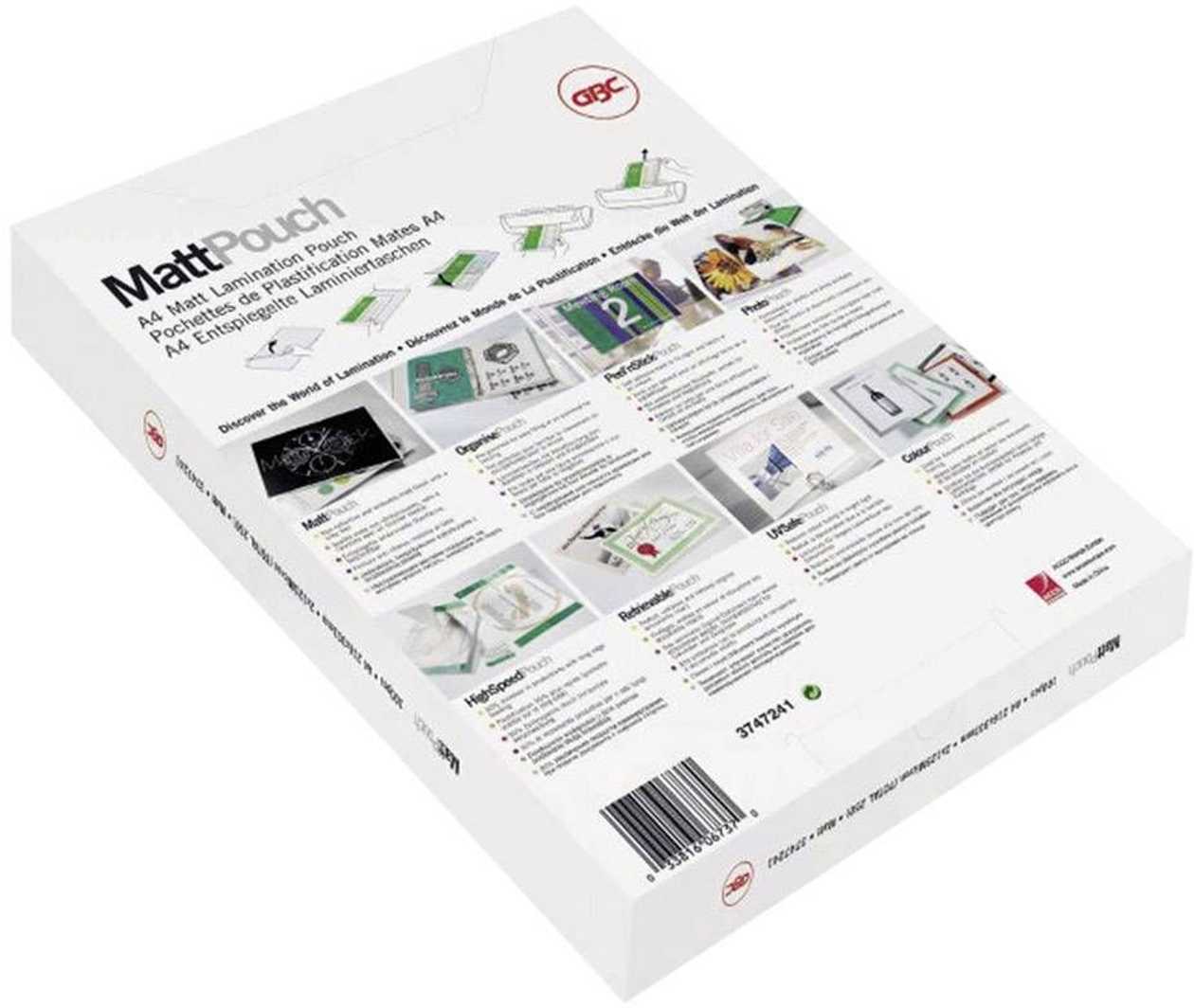 Laminating Film A4 100 mic, Matt, gbc Matt Laminating Pouches, 100 Sheets Per Pack