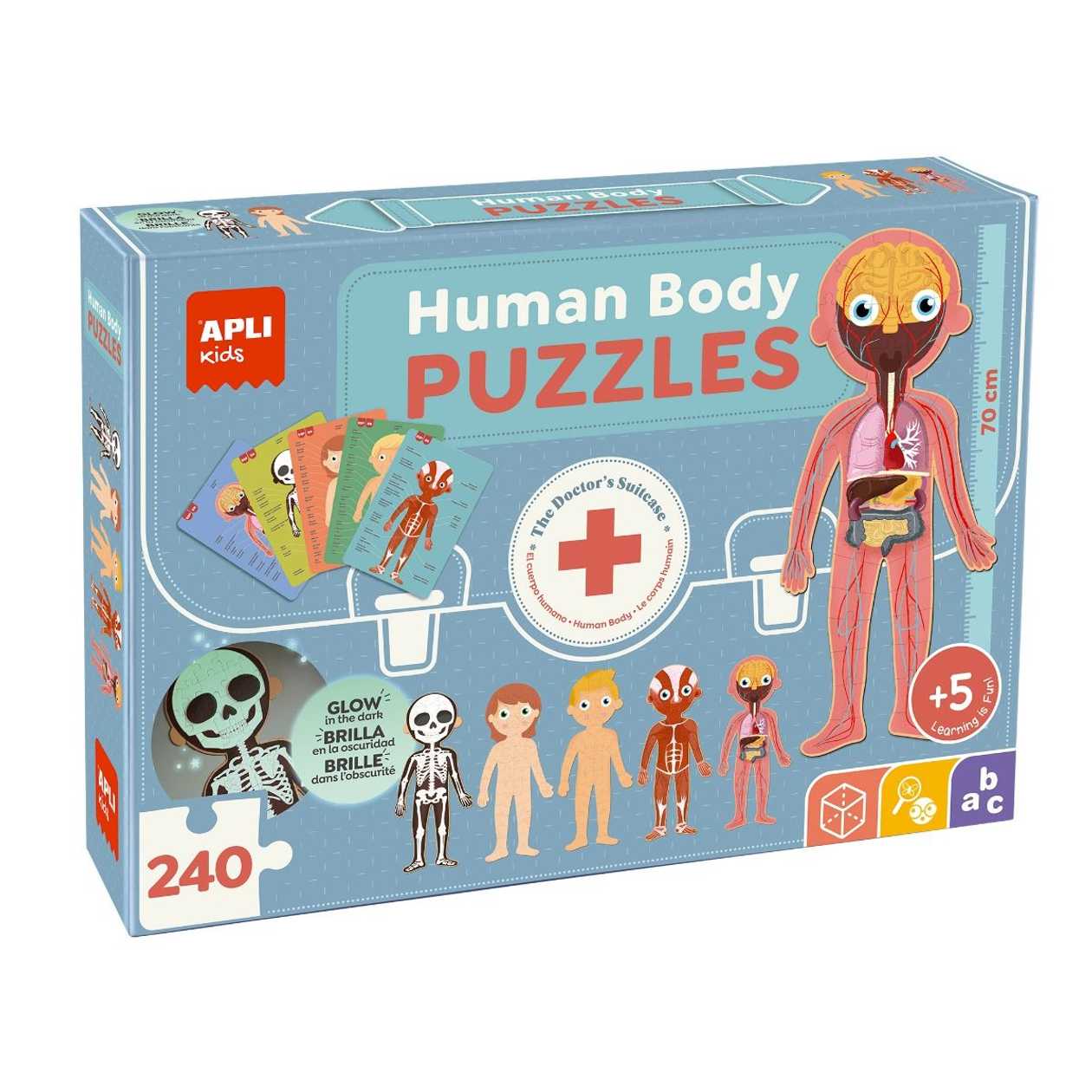 Human Body Puzzle, 5 Variations, 240 pcs. Total, Apli, 5+