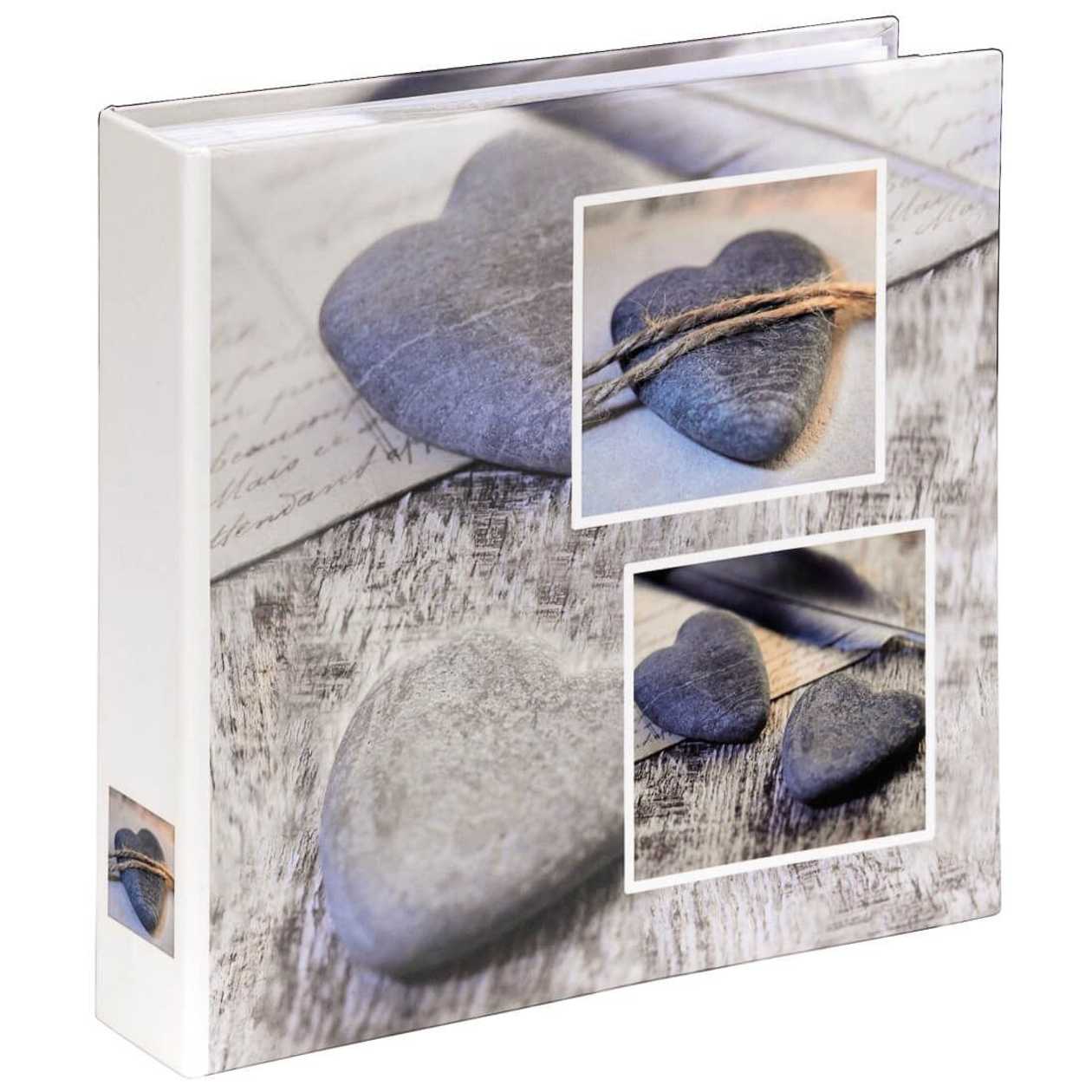 Photo Album with 200 Pictures Hama `Catania` Memo Album, 10X15, with Hearts, 22 X 22 X 5 cm, Cd Pocket