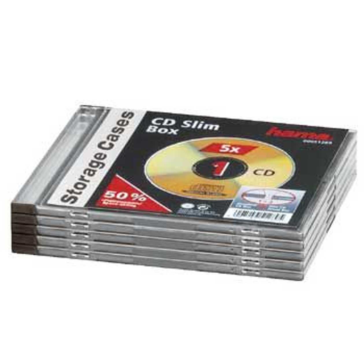 Cd Case Slim For One Black Hama, Pack (5 Cd Cases In A Pack)