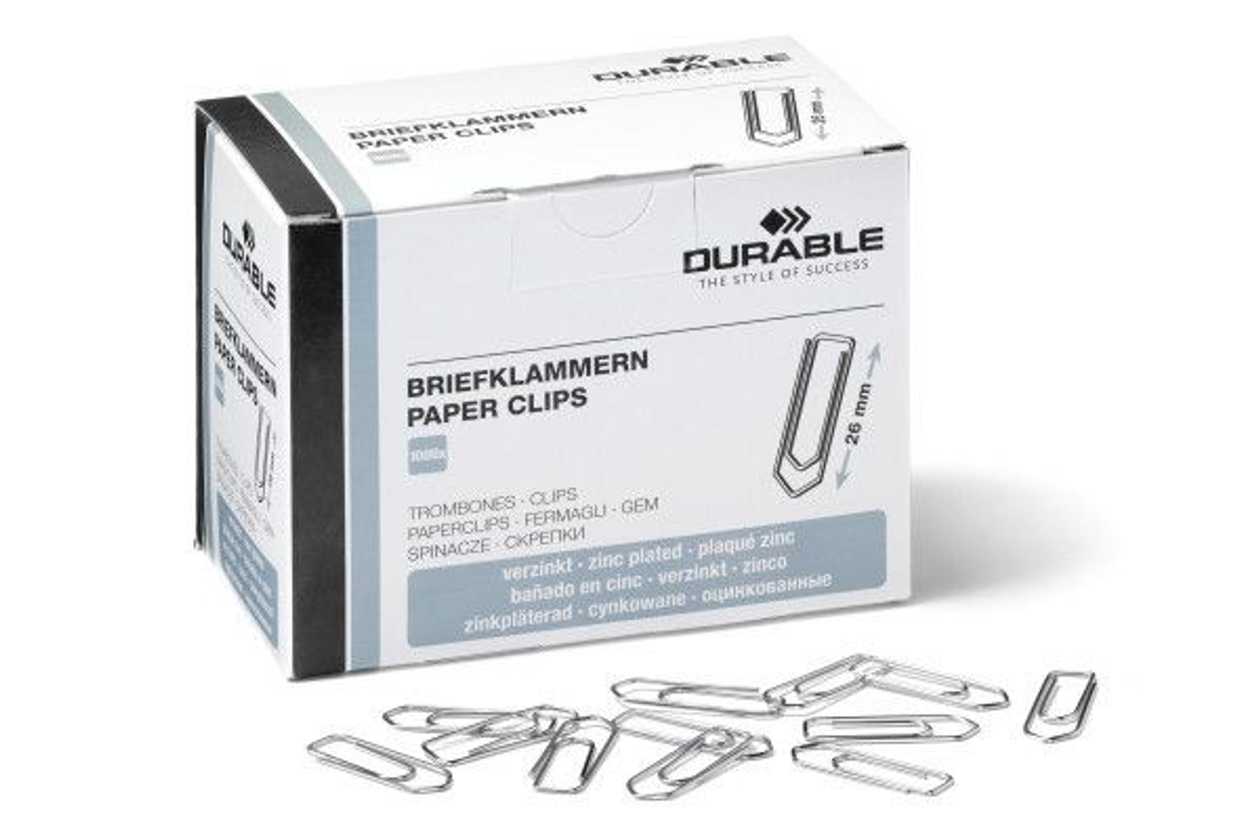 Paper Clip 26 mm, Zinc 1000 pcs./350 gr In A Box, Durable