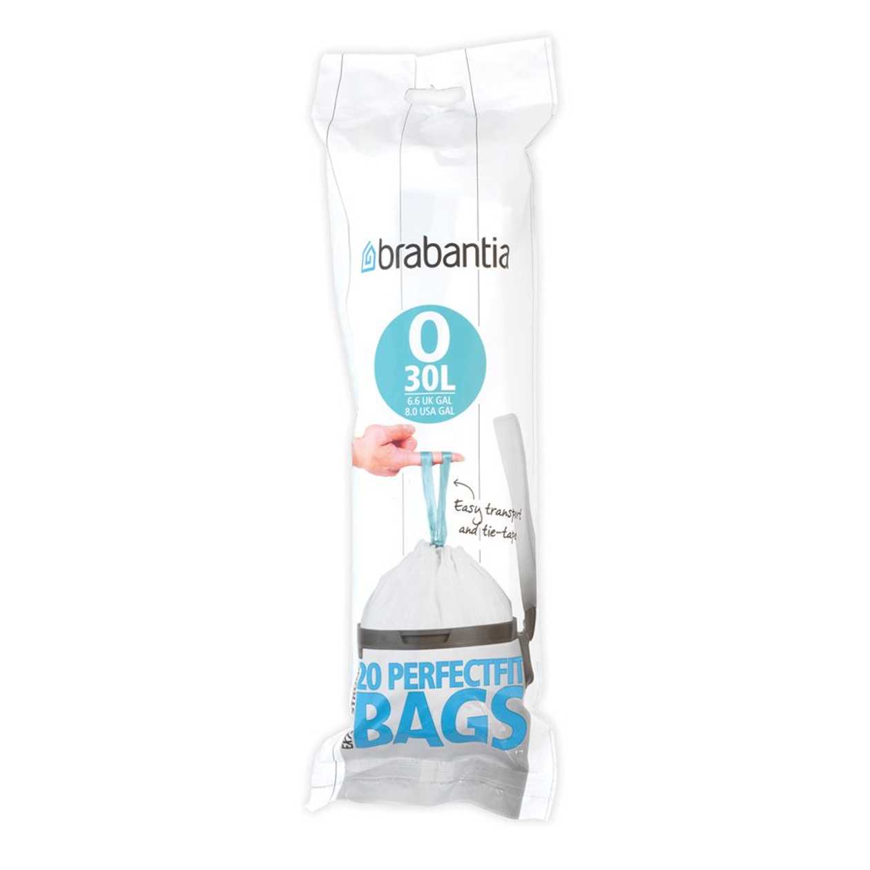 Garbage Bags Brabantia O 30 l, 30 03 49 (20 Bags In A Roll) For Bo Waste Bin 2x30 l; H-76.0 cm, L-43.5 cm / White, White/ 1 Roll