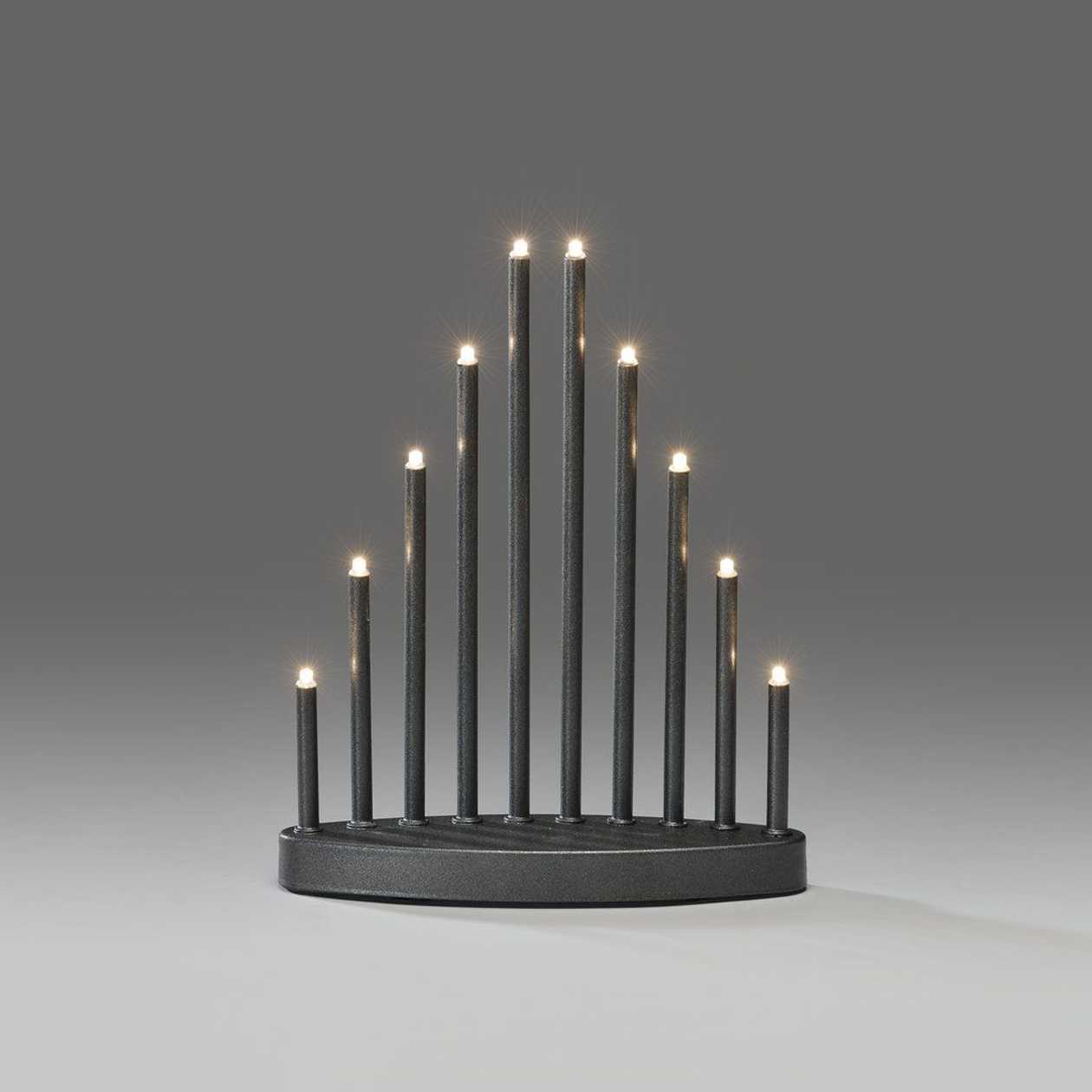 Metal Candlestick, 10 Wwled Light, H-25 c mx L-20 cm, Black Cable L-180 cm, Ip20 Transformer / Anthracite gray, Indoor
