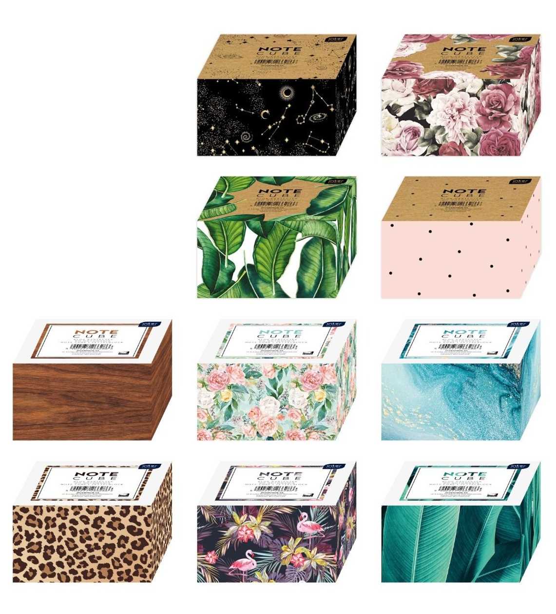 Adhesive Note Paper 90X90X60 mm, White, with Coloured Sides, Assorted, Interdruk