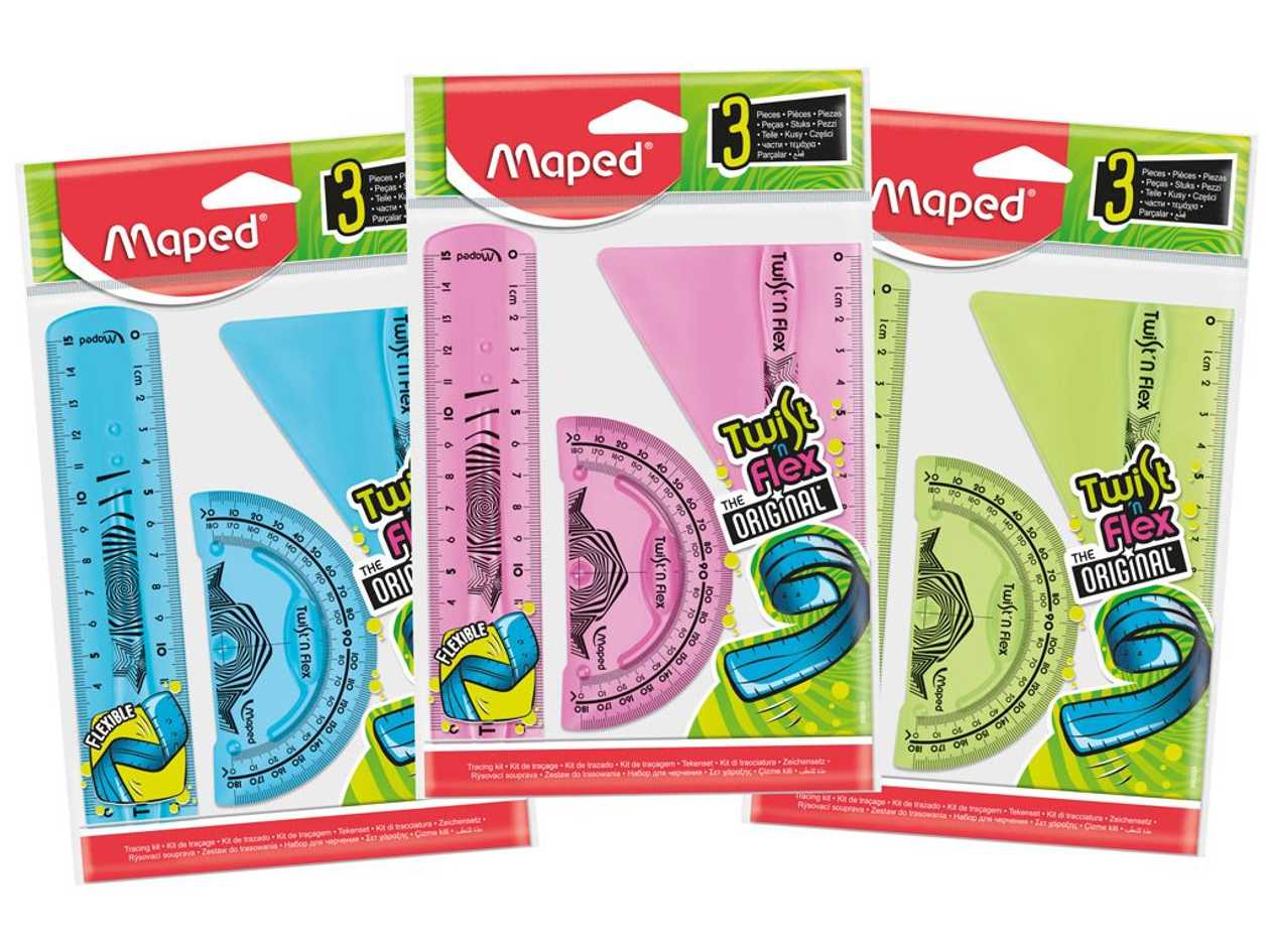 Ruler 15 cm + Triangle + Template Twist'n Flex, Flexible, Maped