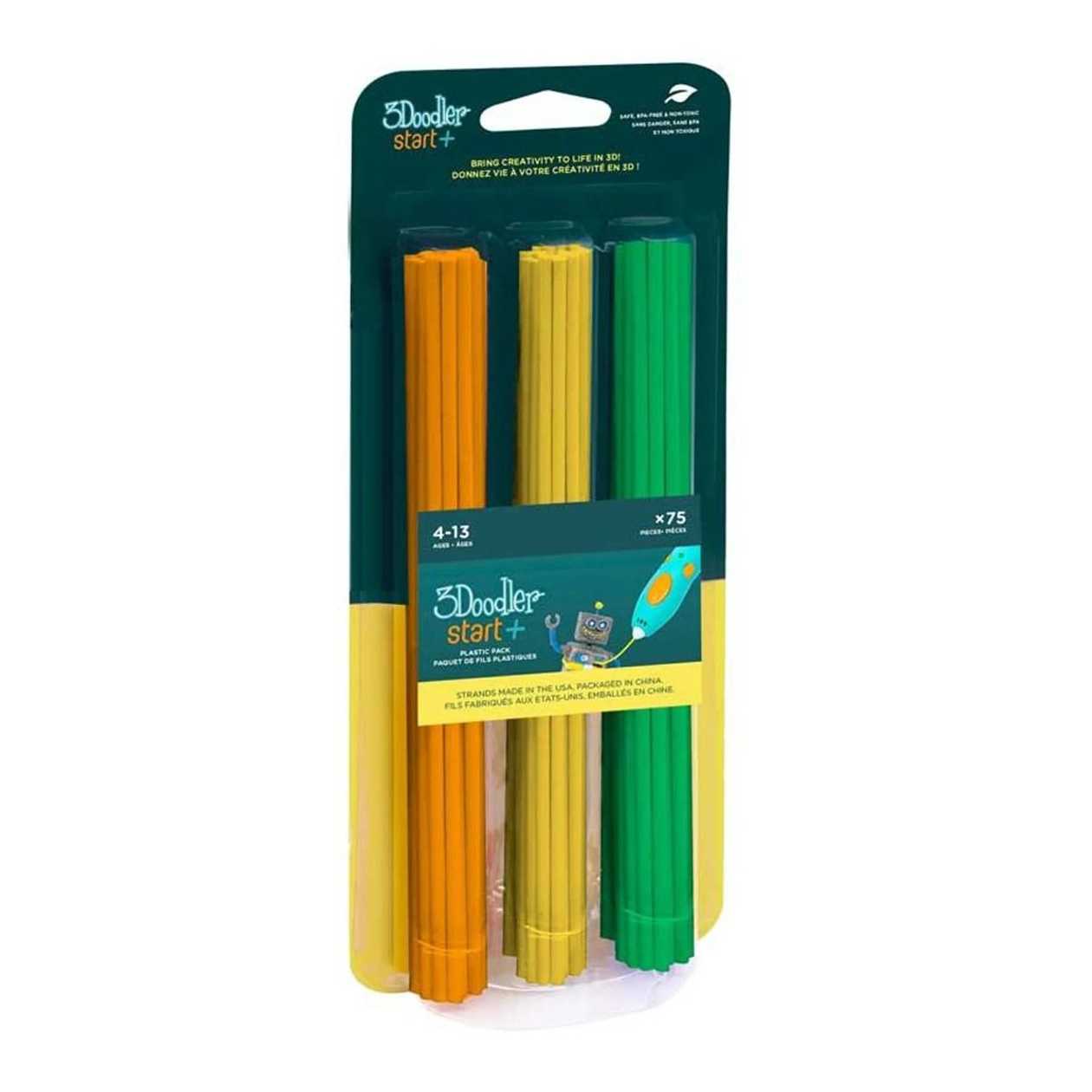 Refill Plastic for 3d Pen Start+, 75 Pcs/unit (orange, Yellow, Green)
