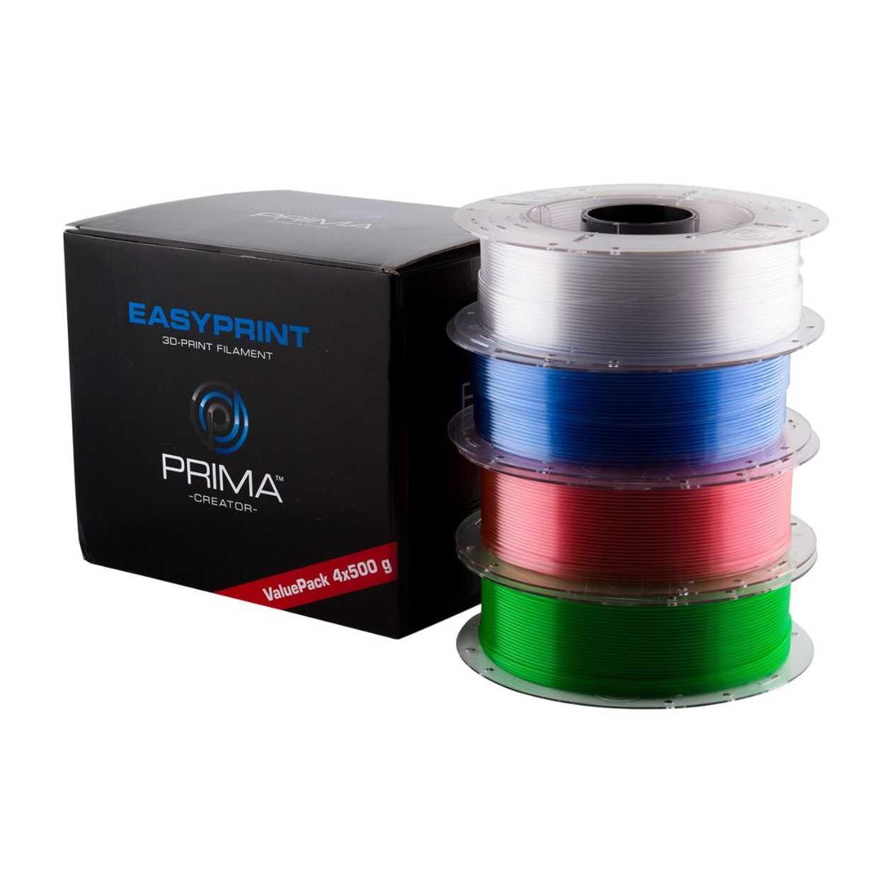 Petg Filament Set for Easyprint 3D Printer, 1.75 mm, 4 X 500 g - Transparent, Red, Blue, green
