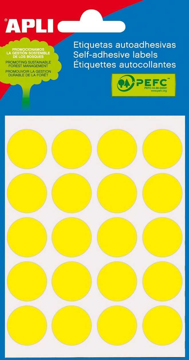 Label Round 19 mm Yellow, Ref. 2063 100 pcs./p kg. Marking Point