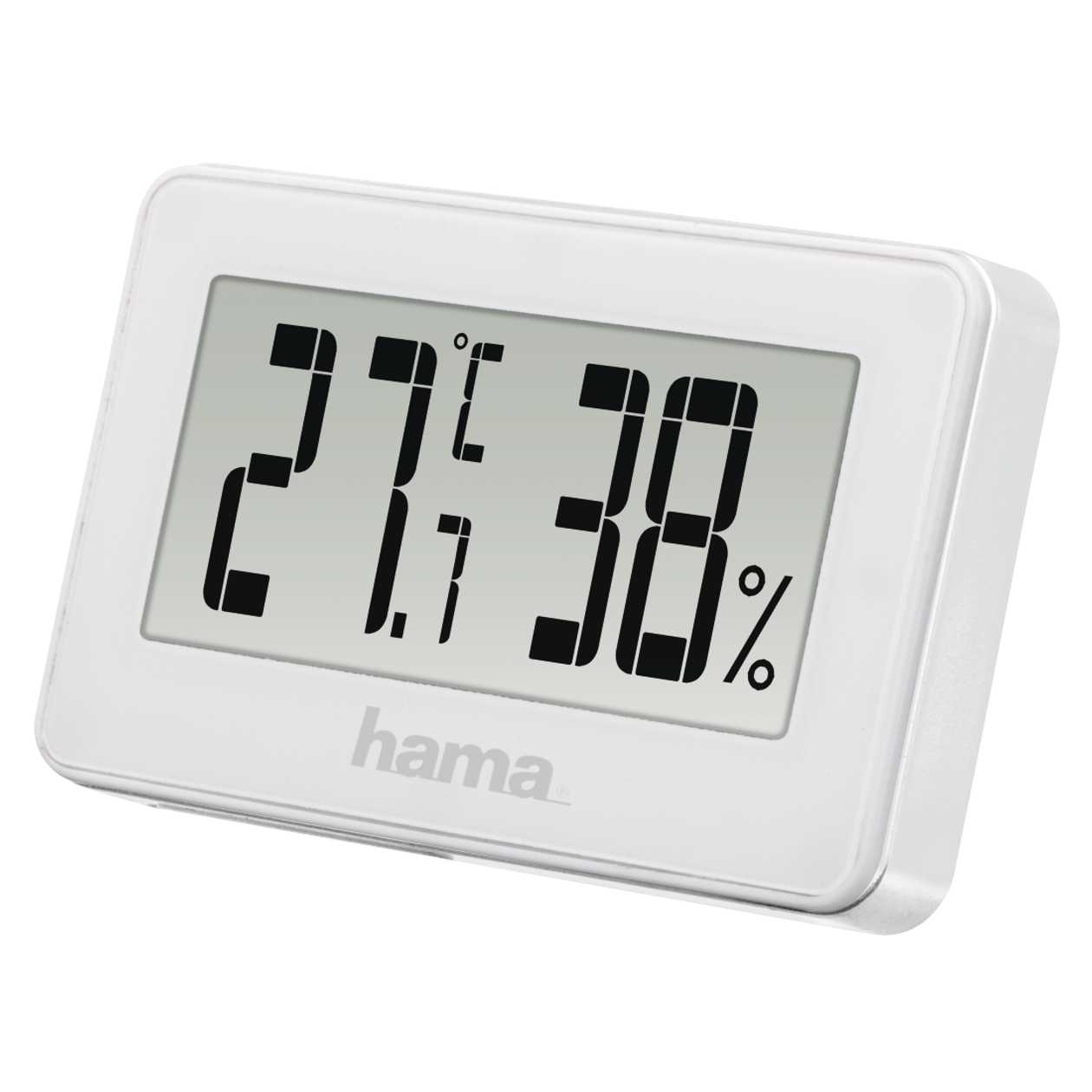 Thermometer-hygrometer Hama Mini White/white, Hanging Loop/magnetic Attachment, Range -10 c To +50 c, Rh20-95, Battery Cr2025 6.5x1x4 cm