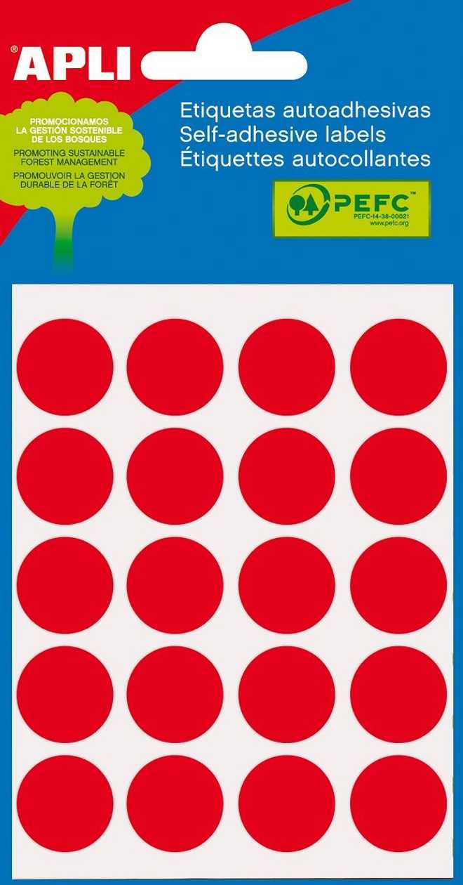 Label Round 19 mm Red, Ref. 2065 100 pcs./p kg. Marking Point