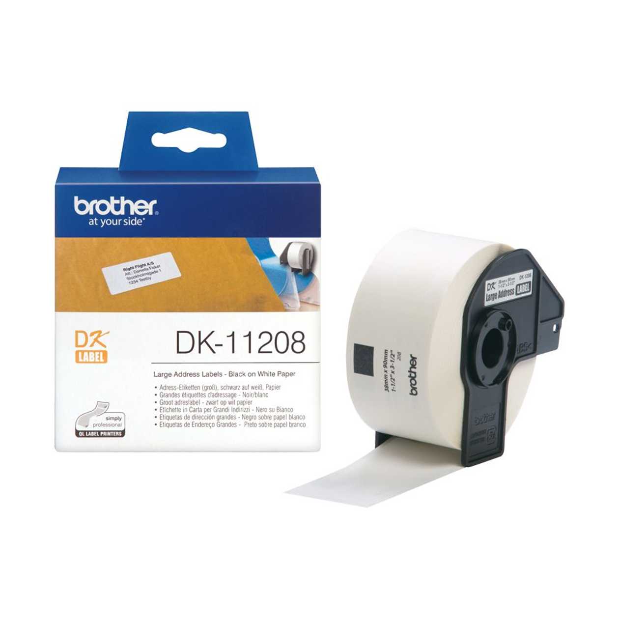 Adhesive Tape Brother Dk11208, Large Address Stickers 38x90 mm, 400 Stickers