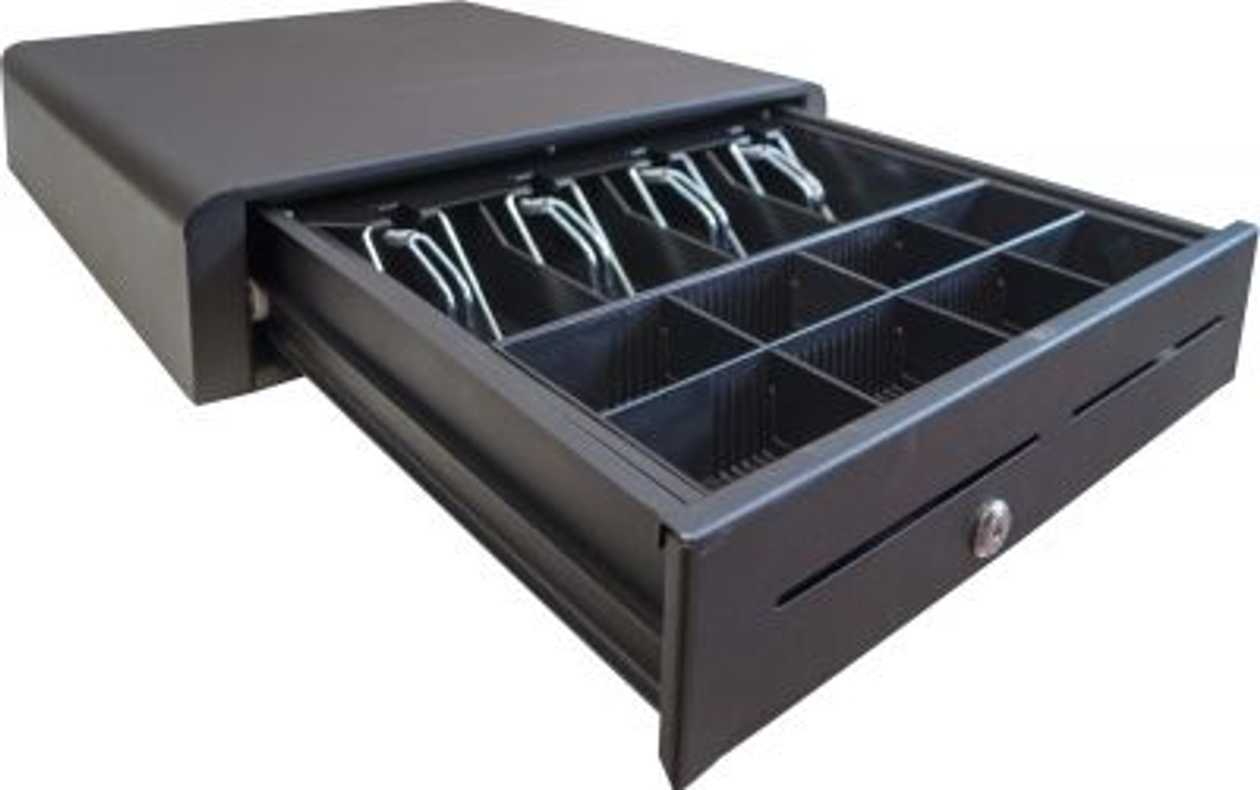 Cash Box Venus 3 Black - Metal Handle, 8 Coin Compartments, 410X410X100 mm