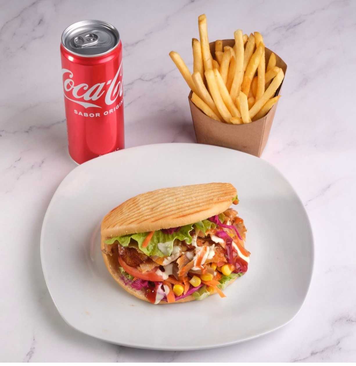 Doner Kebab Meal with Fries and Drink