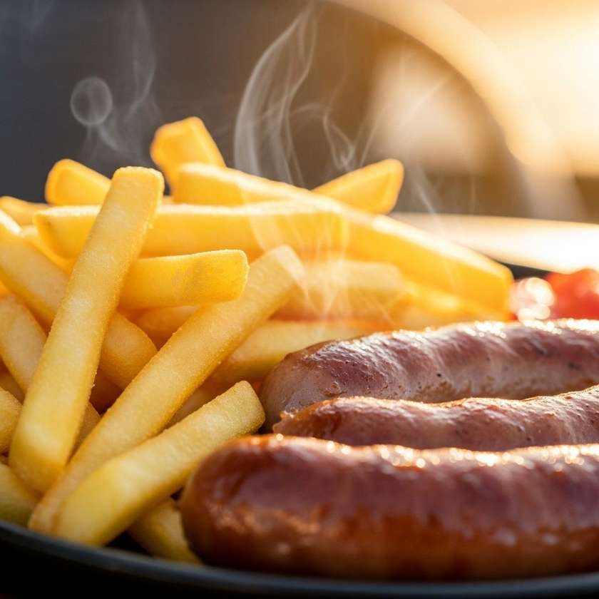 French Fries with Sausages