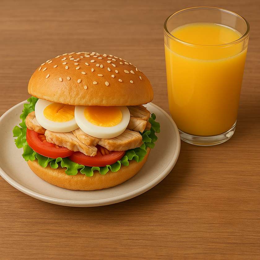 Chicken & Egg Sandwich with Fresh Juice
