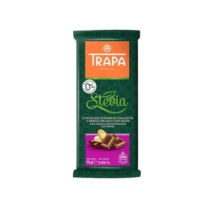 9994468 Milk Chocolate Crispy With Sweeteners, 75 g, Trapa