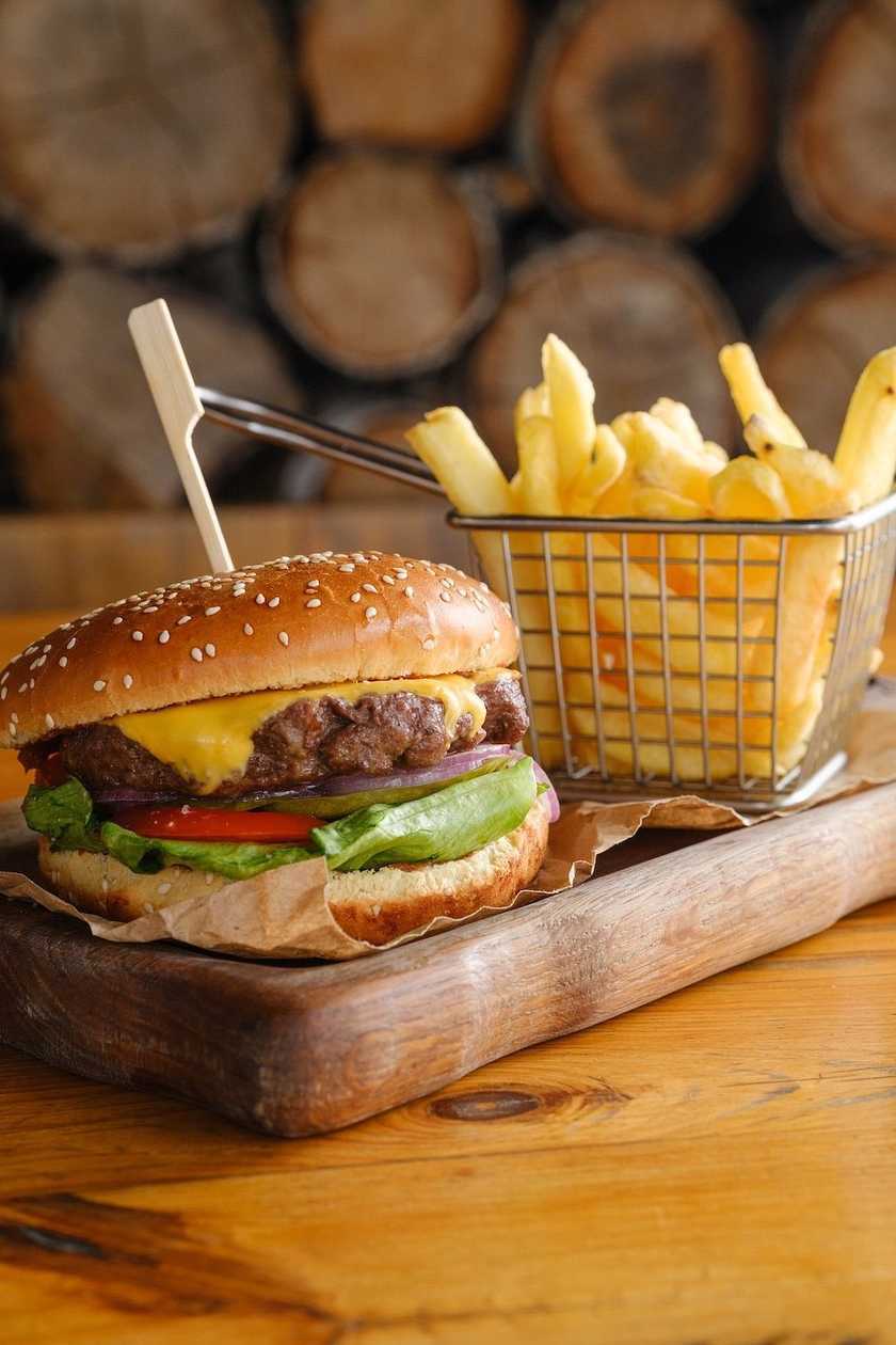 Beef Burger Set with Fries and Ketchup