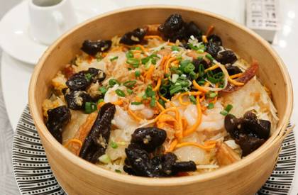 Gambas com Bambú e Cogumelos Chineses
